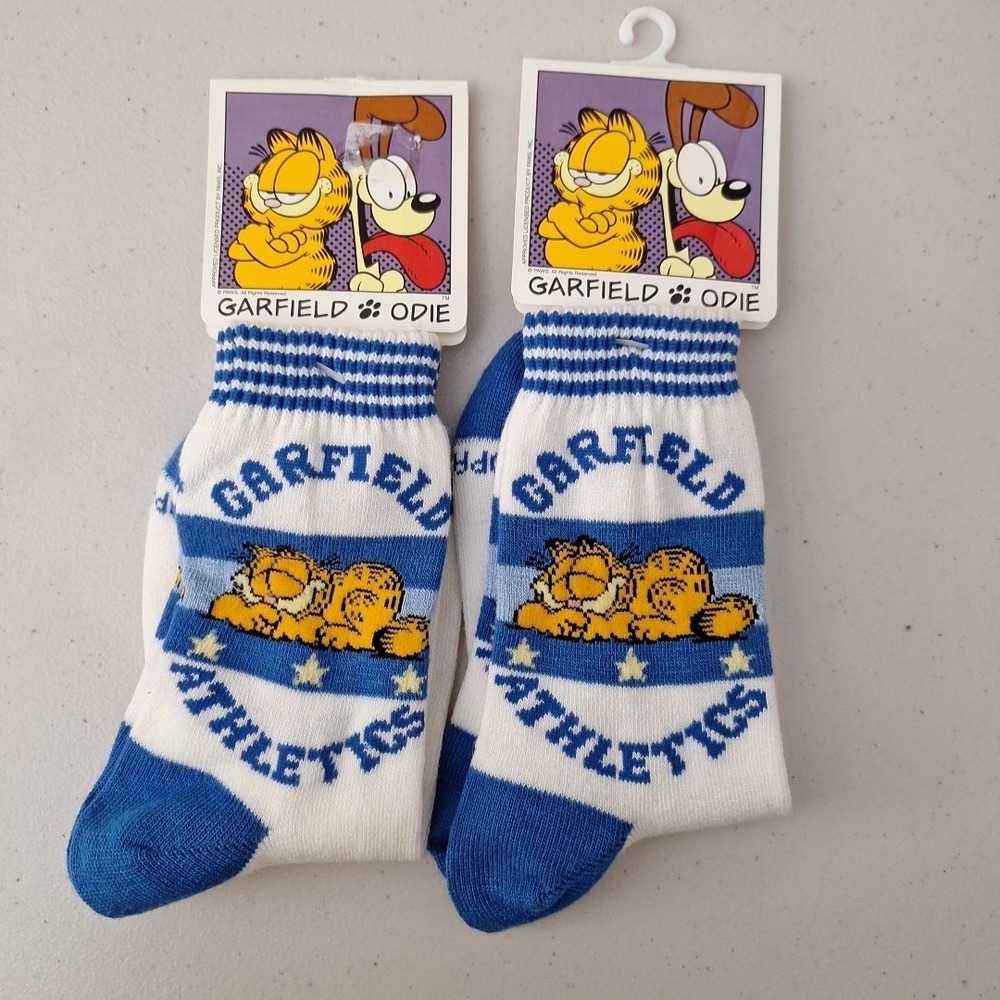NEW Vintage‎ GARFIELD the Cat Women's Crew Socks Size 9-11 Set Of 2